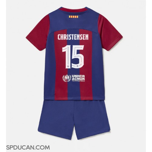 Dječji Nogometni Dres Barcelona Andreas Christensen #15 Domaci 2023-24 Kratak Rukav (+ Kratke hlače)